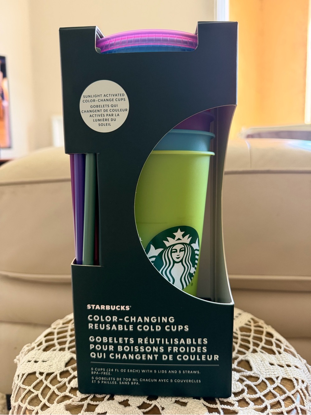 Starbucks Lime and Teal Color-Changing Reusable Cold Cups
